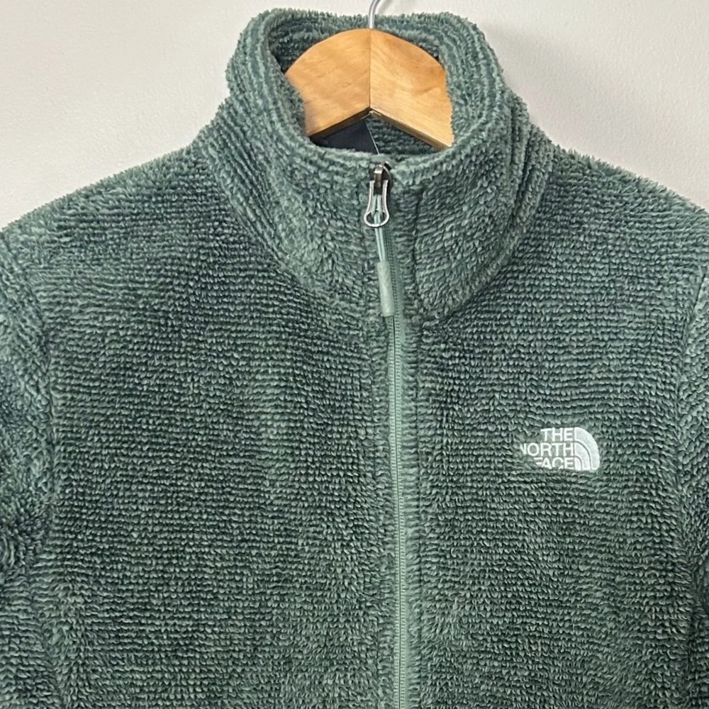 The North Face Osito Fleece Jacket Womens Small Green Full Zip High Pile Soft